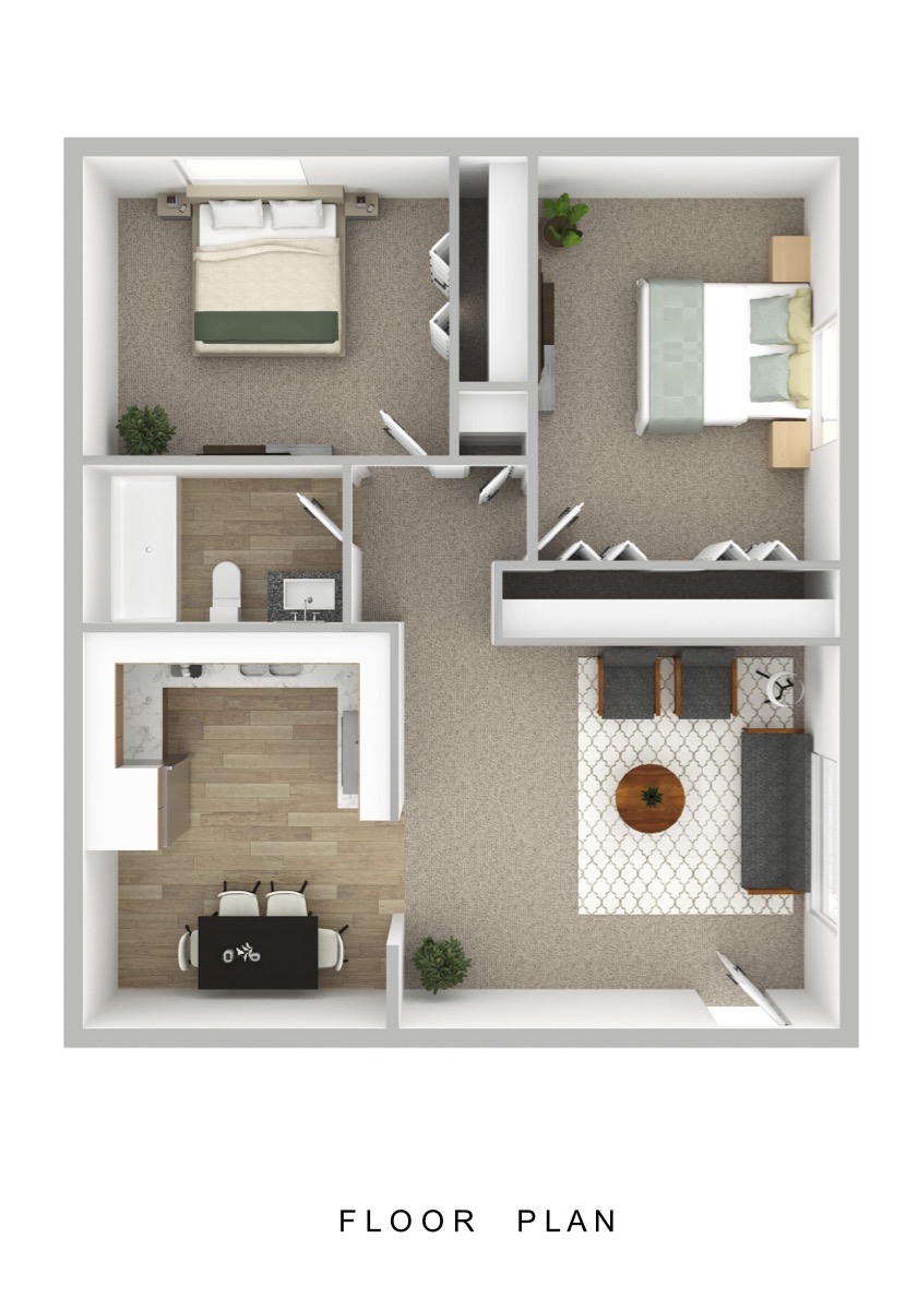 a floor plan of a bedroom with a bathroom and a living room